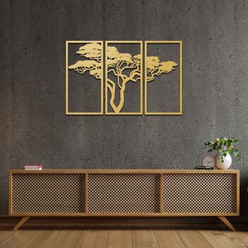 Wooden Tree Wall Art Set Triptych For Bedroom Or Living Room, 5 of 9