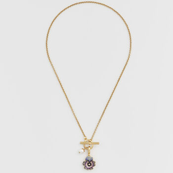 Gold Pansy And Pearl Toggle Necklace, 4 of 9