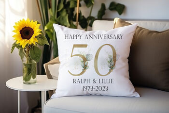 Personalised 50th Golden Wedding Anniversary Cushion, 2 of 2