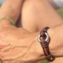 Antique Brown Flat And Round Leather Memorial Urn Bracelet For Ashes, thumbnail 1 of 12