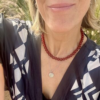 Edie Sterling Silver Red Agate Necklace, 4 of 5