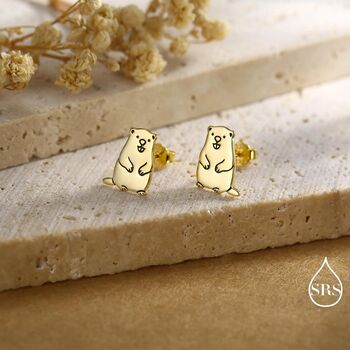Sterling Silver Groundhog Stud Earrings, 2 of 12