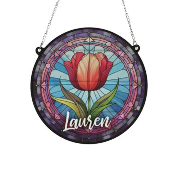 Tulip Personalised Stained Glass Effect Suncatcher, 7 of 7