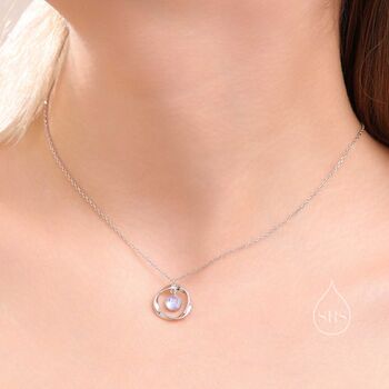 Sterling Silver Moonstone And Mobius Circle Pendant Necklace, 6 of 11