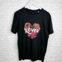 Lover Flowers In Heart Black T Shirt, thumbnail 2 of 3