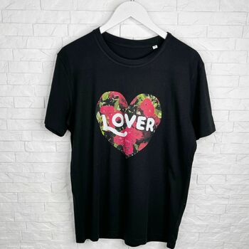 Lover Flowers In Heart Black T Shirt, 2 of 3