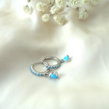 Silver Earrings With Blue Stone, Blue Earrings Dangle, Free Personalisation, 4 of 9