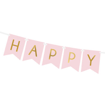 Pink And Gold Foil Birthday Banner, 2 of 3