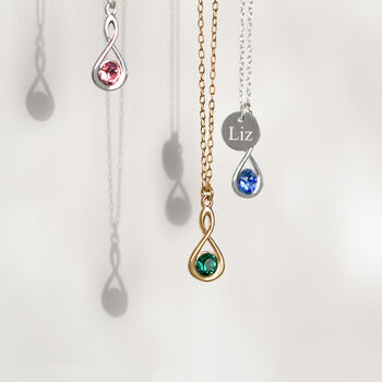 Sterling Silver Infinity Ring Birthstone Necklace, 2 of 12
