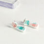 Sterling Silver Pebble Shaped Pastel Gingham Studs, thumbnail 3 of 4