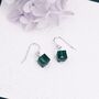 Emerald Green Crystal Cube Drop Hook Earrings, thumbnail 5 of 12
