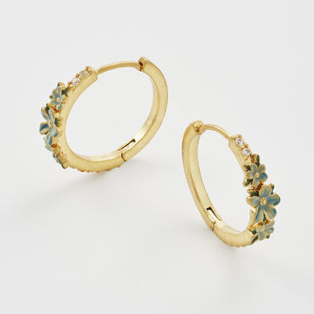 Gold Floral Wreath Hoop Earrings, 5 of 8