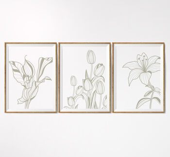 Set Of Three Contemporary Floral Art Prints, 7 of 8