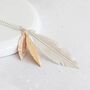 Sterling Silver And Mixed Gold Feather Trio Necklace, thumbnail 2 of 11