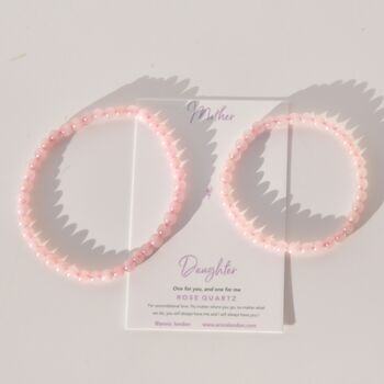 Mother And Daughter Rose Quartz Crystal Bracelet Set, 3 of 7