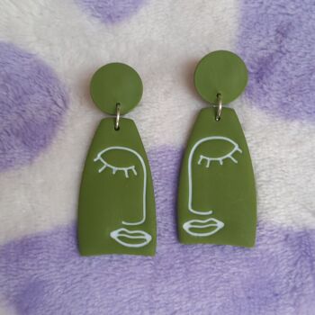 Abstract Face Large Polymer Clay Dangle Earrings, 2 of 4