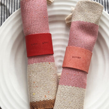 Personalised Mini Text Leather Napkin Ring, 6 of 6