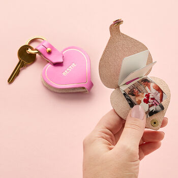 Personalised Leather Heart Photo Keyring, 2 of 4