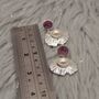 Raw Red Ruby, Pearl Sterling Silver Earrings, thumbnail 7 of 7