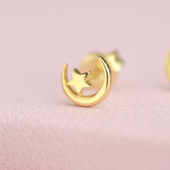 Gold Moon And Star Stud Earrings, 4 of 7