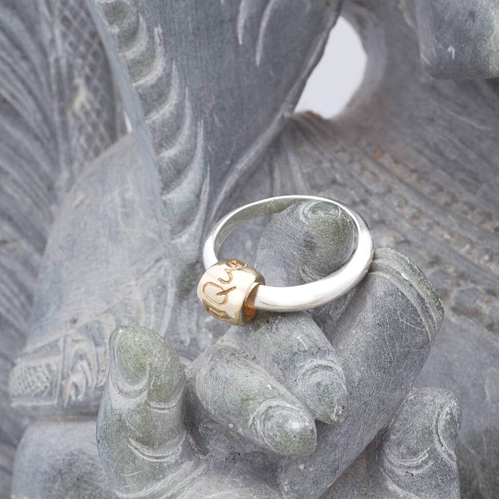 Que Sera Worry Bead Silver And Recycled Solid Gold Ring By Scarlett Off