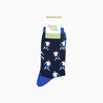 Football Players Bamboo Socks In Navy Blue, 4 of 4