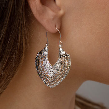 Ethnic Inspired Hollow Flower Drop Earring, 2 of 3