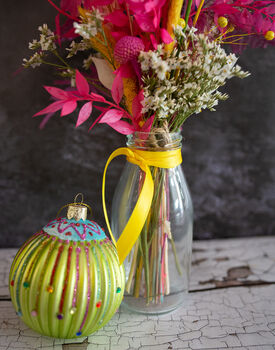 Dried Flower Mini Milk Bottle In Bright Colours, 2 of 2