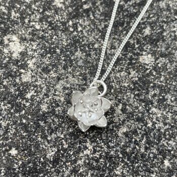 Water Lily Pendant In Sterling Silver, 3 of 5
