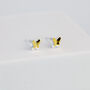 Sterling Silver And Gold Tiny Butterfly Stud Earrings, thumbnail 3 of 5