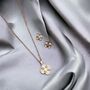 White Enamel Clover Necklace And Earring Set, thumbnail 6 of 7