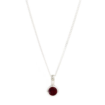 January Birthstone Garnet Silver Charm Necklace, 3 of 9