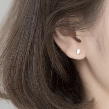 Sterling Silver Black Or White Curved Stud Earrings, 2 of 6