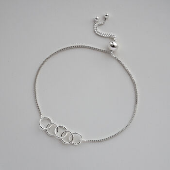 50th Birthday Linked Rings Sliding Silver Bracelet, 3 of 9