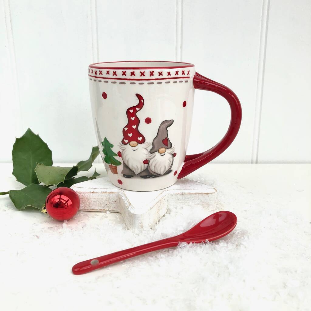 Ceramic Christmas Mug With Spoon By Pink Pineapple Home & Gifts