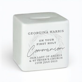 Personalised First Holy Communion Wreath Money Box, 2 of 7