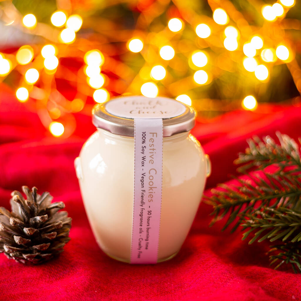 Festive Cookies Christmas Scented Soy Jar Candle By Chalk and Cheese