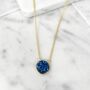 Round 18k Gold Plated Blue Druzy Crystal Necklace, thumbnail 1 of 4