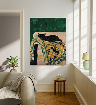 Cozy Black Cat Painting Art Print, 2 of 4