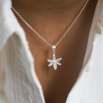 Sterling Silver Lily Flower Star Necklace, 2 of 7