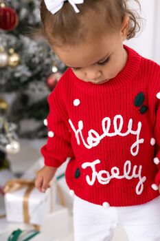 Christmas Holly Jolly Knitted Jumper, 3 of 5