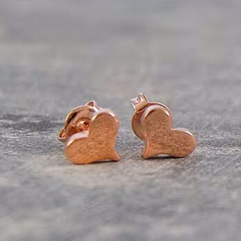 Dainty Heart Sterling Silver Stud Earrings, 3 of 6