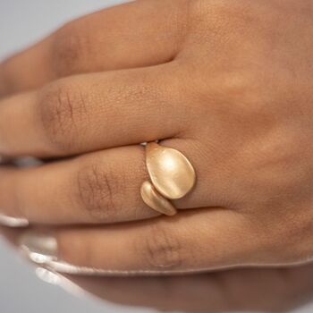 Adjustable Simple Stacking Gold Plated Open Wave Ring, 2 of 7