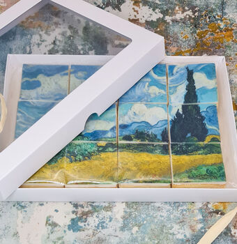 Van Gogh 'Cypresses' Tiles Biscuits Gift Set, 12 Pieces, 4 of 11