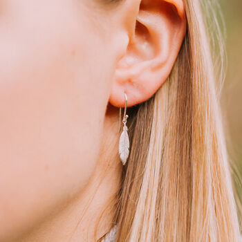 Mini Silver Feather Earrings, When Feathers Appear, 2 of 4