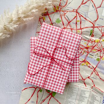 Red Gingham Paper Fibre Wrapping/Patterned Paper Sheet, 2 of 10