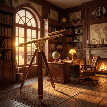 Custom 60 Inch Antique Style Brass Telescope With Tripod, 7 of 9