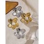 Paris D’or Gold Pearl Flower V Blossom Gift Earrings, thumbnail 4 of 5