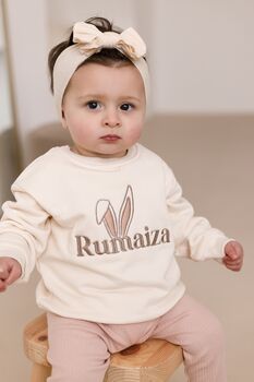 Easter Bunny Ears Personalised Name Embroidered Child's Sweatshirt Jumper, 2 of 7