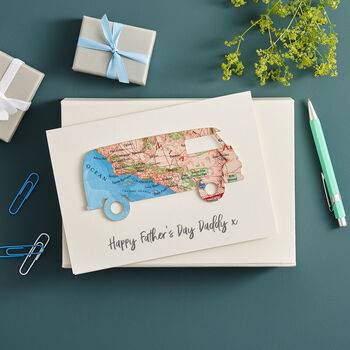 Personalised Map Location Caravan Father's Day Card, 4 of 7